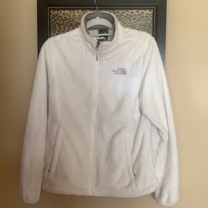 THE NORTH FACE White with gray trim zip-up “fur” jacket